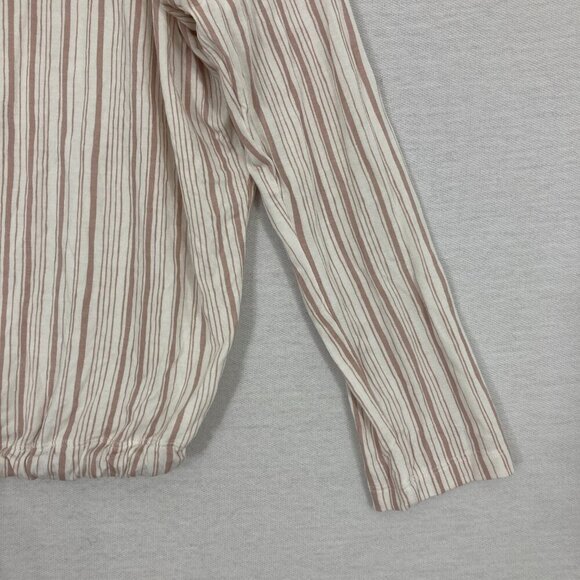Eberjey Cream Striped Soft Stretch Knit Tie Waist Comfy Top Small Earthy - Picture 4 of 8